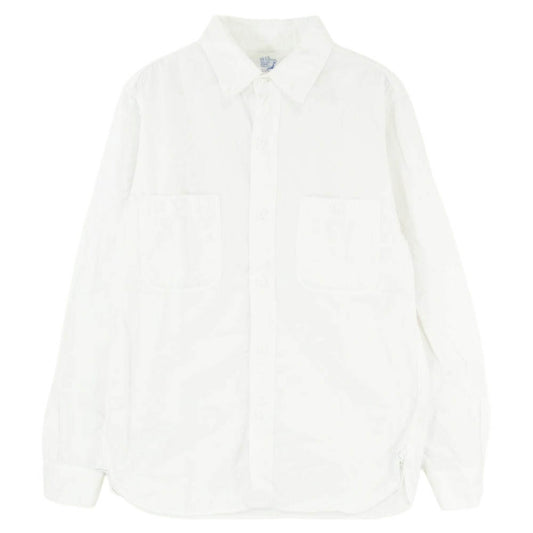 orSlow オアスロウ Work Shirts フロント ダブルポケット 猫目ボタン 長袖 ワーク シャツ ホワイト系 2【中古】