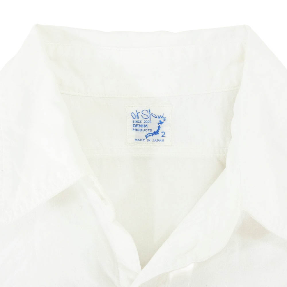 orSlow オアスロウ Work Shirts フロント ダブルポケット 猫目ボタン 長袖 ワーク シャツ ホワイト系 2【中古】