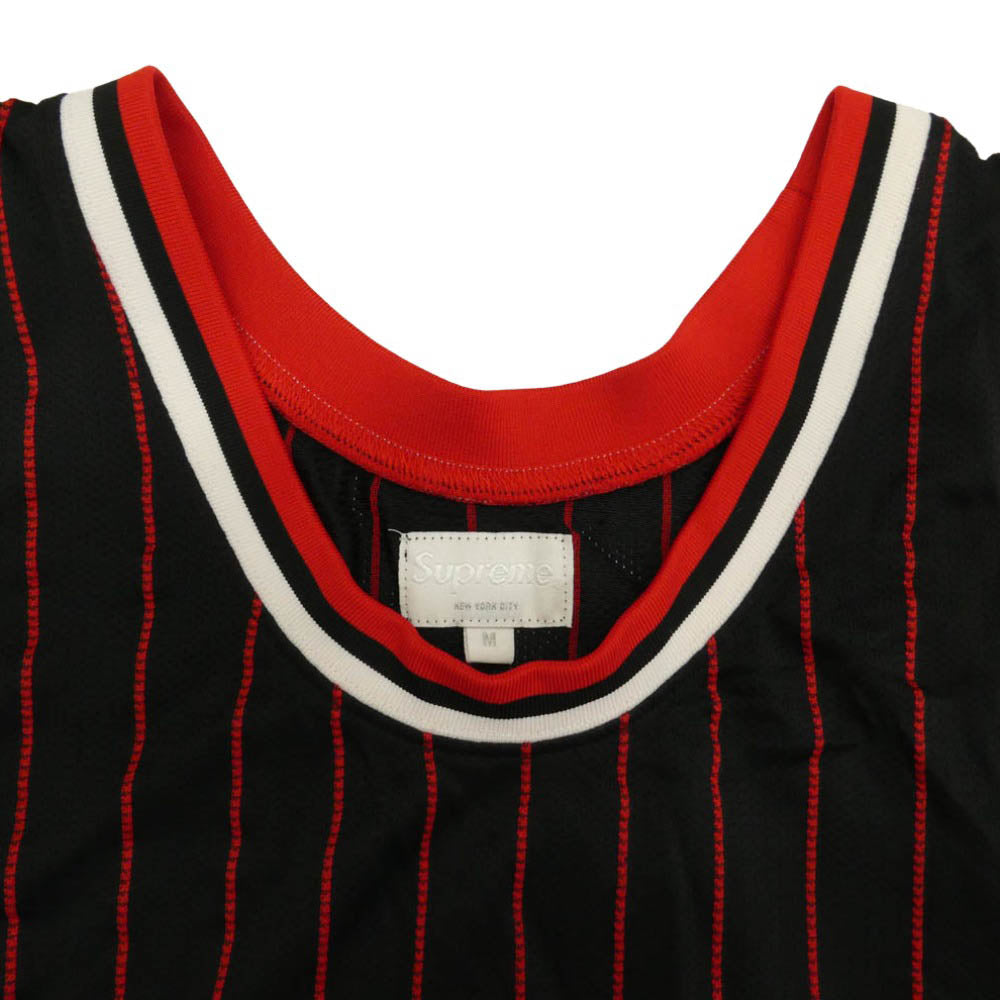 Supreme シュプリーム 16SS Crossover Basketball Jersey クロスオーバー バスケットボール ジャージ タンクトップ ノースリーブ ストライプ レッド系 ブラック系 M【中古】