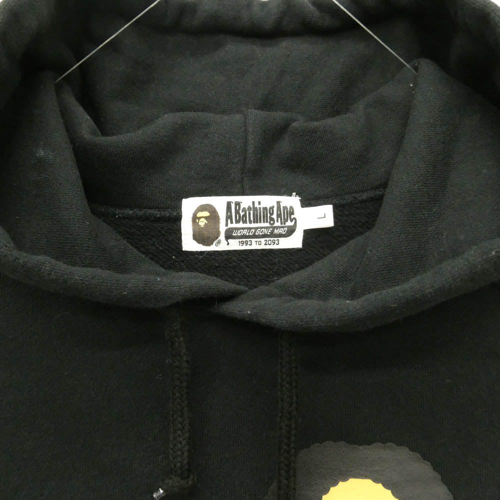 A BATHING APE アベイシングエイプ Wiz Khalifa Baby Milo Pullover Hoodie ウィズ カリファ ベイビーマイロ プリント プルオーバー パーカー フーディ ブラック系 L【中古】