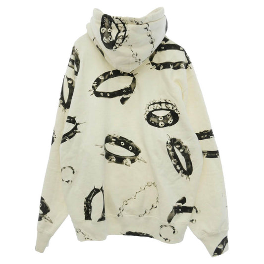 Supreme シュプリーム 20AW Studded Collars Hooded Sweatshirt スタッズ カラーズ スウェット プルオーバー パーカー フーディ ホワイト系 L【中古】