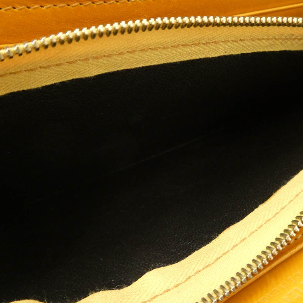 WHITE HOUSE COX ホワイトハウスコックス BRIDLE LEATHER ブライドルレザー ラウンド ファスナー ジップ 長財布 ネイビー系 イエロー系【中古】