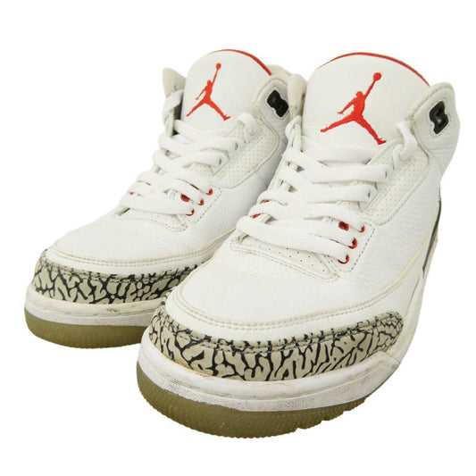 NIKE ナイキ 2018 923096-101 Air Jordan 3 Retro Free Throw Line White Cement エアジョーダン3 レトロ フリー スロー ライン ホワイト セメント ロー スニーカー ホワイト系 グレー系 26cm【中古】
