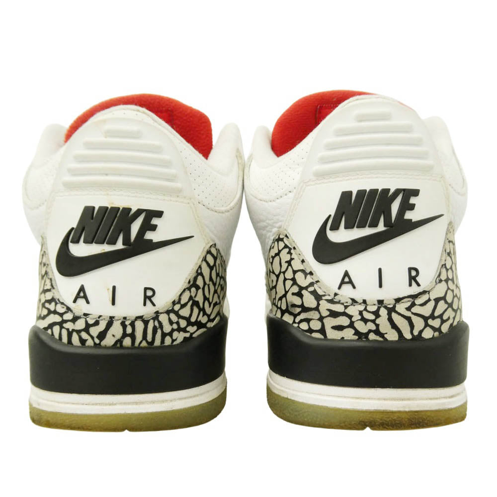 NIKE ナイキ 2018 923096-101 Air Jordan 3 Retro Free Throw Line White Cement エアジョーダン3 レトロ フリー スロー ライン ホワイト セメント ロー スニーカー ホワイト系 グレー系 26cm【中古】
