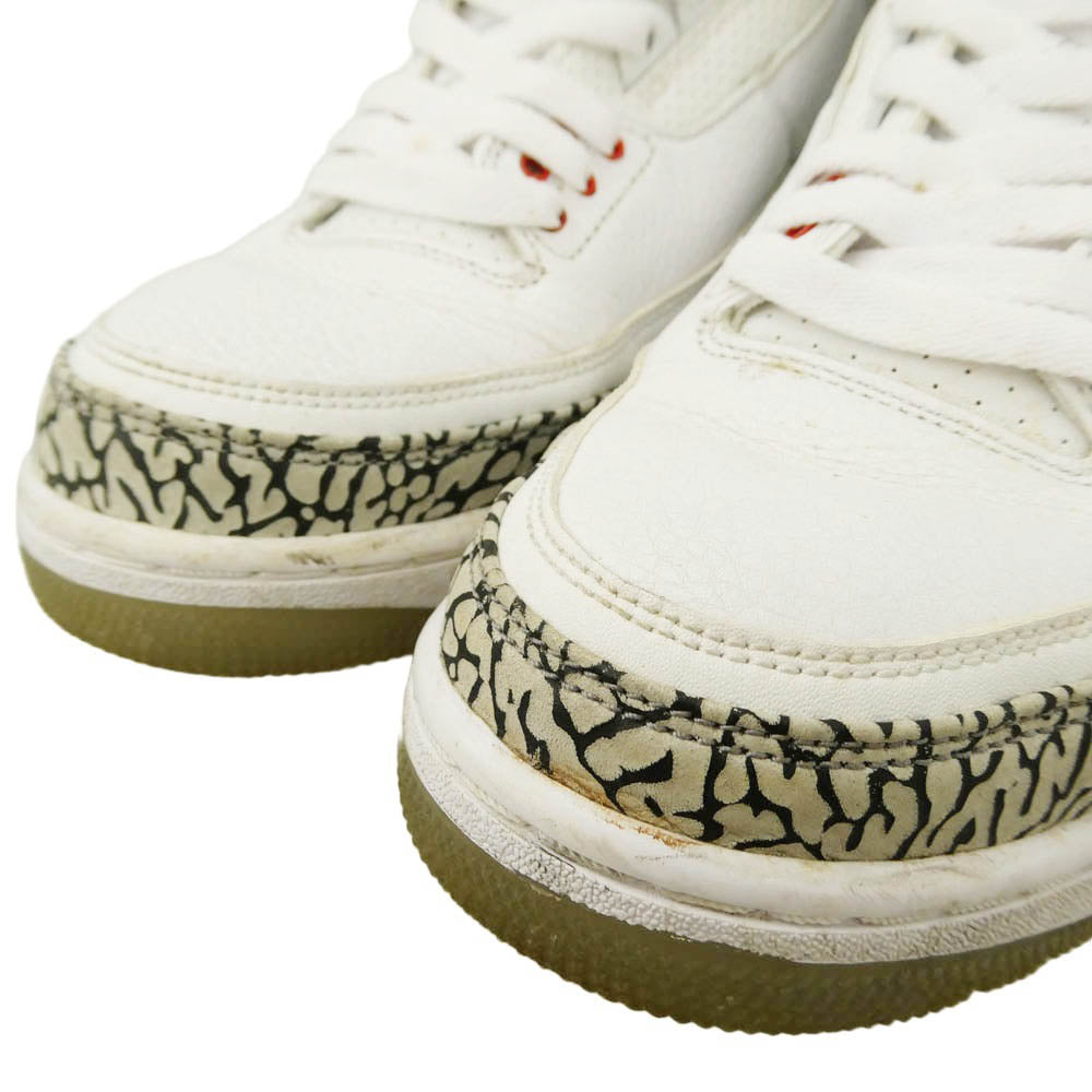 NIKE ナイキ 2018 923096-101 Air Jordan 3 Retro Free Throw Line White Cement エアジョーダン3 レトロ フリー スロー ライン ホワイト セメント ロー スニーカー ホワイト系 グレー系 26cm【中古】