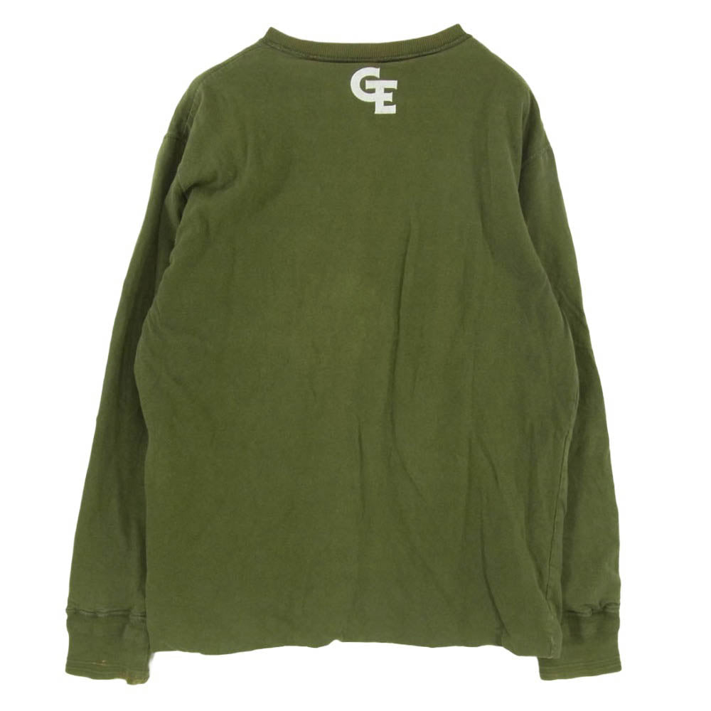 GOODENOUGH グッドイナフ 90s GE プリント リバーシブル ワッフル サーマル ヘンリーネック 長袖 カットソー カーキ系 L【中古】
