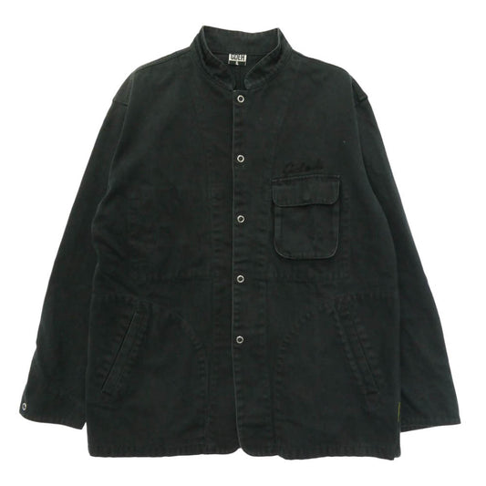 GOODENOUGH グッドイナフ 00s GDEH ロゴ 刺繍 スナップボタン コットン スタンドカラー カバーオール ジャケット ブラック系 XL【中古】