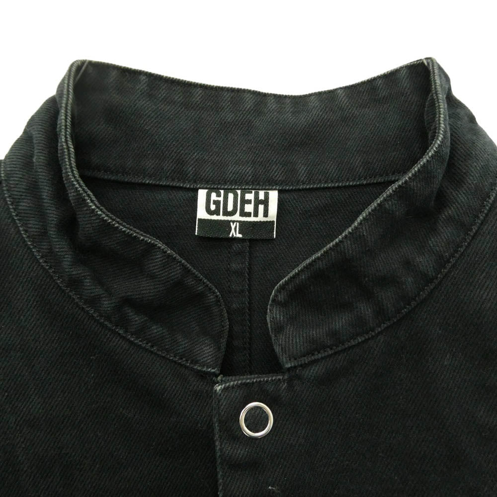 GOODENOUGH グッドイナフ 00s GDEH ロゴ 刺繍 スナップボタン コットン スタンドカラー カバーオール ジャケット ブラック系 XL【中古】