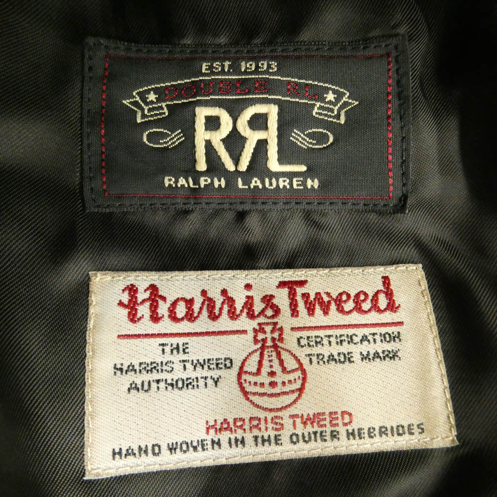 RRL ダブルアールエル Harriss ハリス × Harris Tweed ハリスツイード イタリア製 スエード レザー エルボーパッチ ガンパッチ付き 3B ハンティング ジャケット ブラウン系 40R【中古】