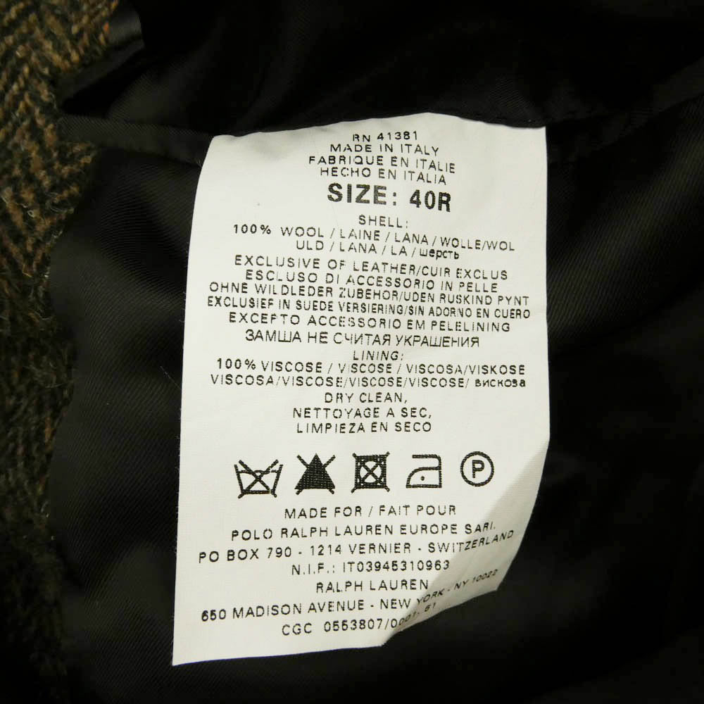 RRL ダブルアールエル Harriss ハリス × Harris Tweed ハリスツイード イタリア製 スエード レザー エルボーパッチ ガンパッチ付き 3B ハンティング ジャケット ブラウン系 40R【中古】