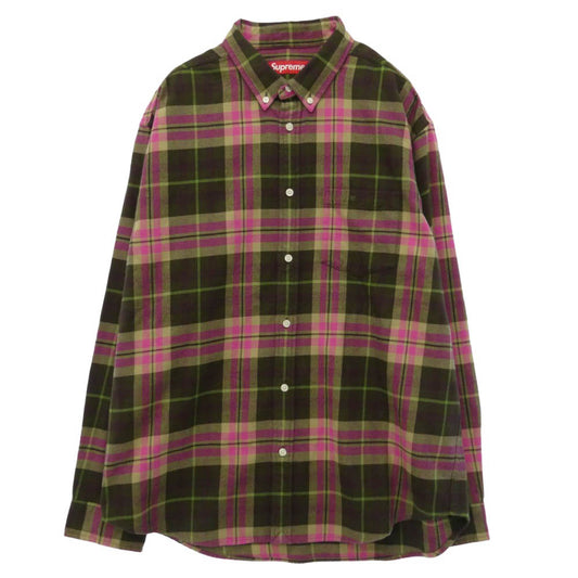 Supreme シュプリーム 25AW Plaid Flannel Shirt ロゴ プレイド チェック フランネル ボタンダウン ネルシャツ 長袖 シャツ マルチカラー系 L【中古】