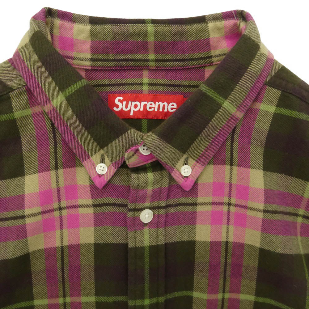 Supreme シュプリーム 25AW Plaid Flannel Shirt ロゴ プレイド チェック フランネル ボタンダウン ネルシャツ 長袖 シャツ マルチカラー系 L【中古】