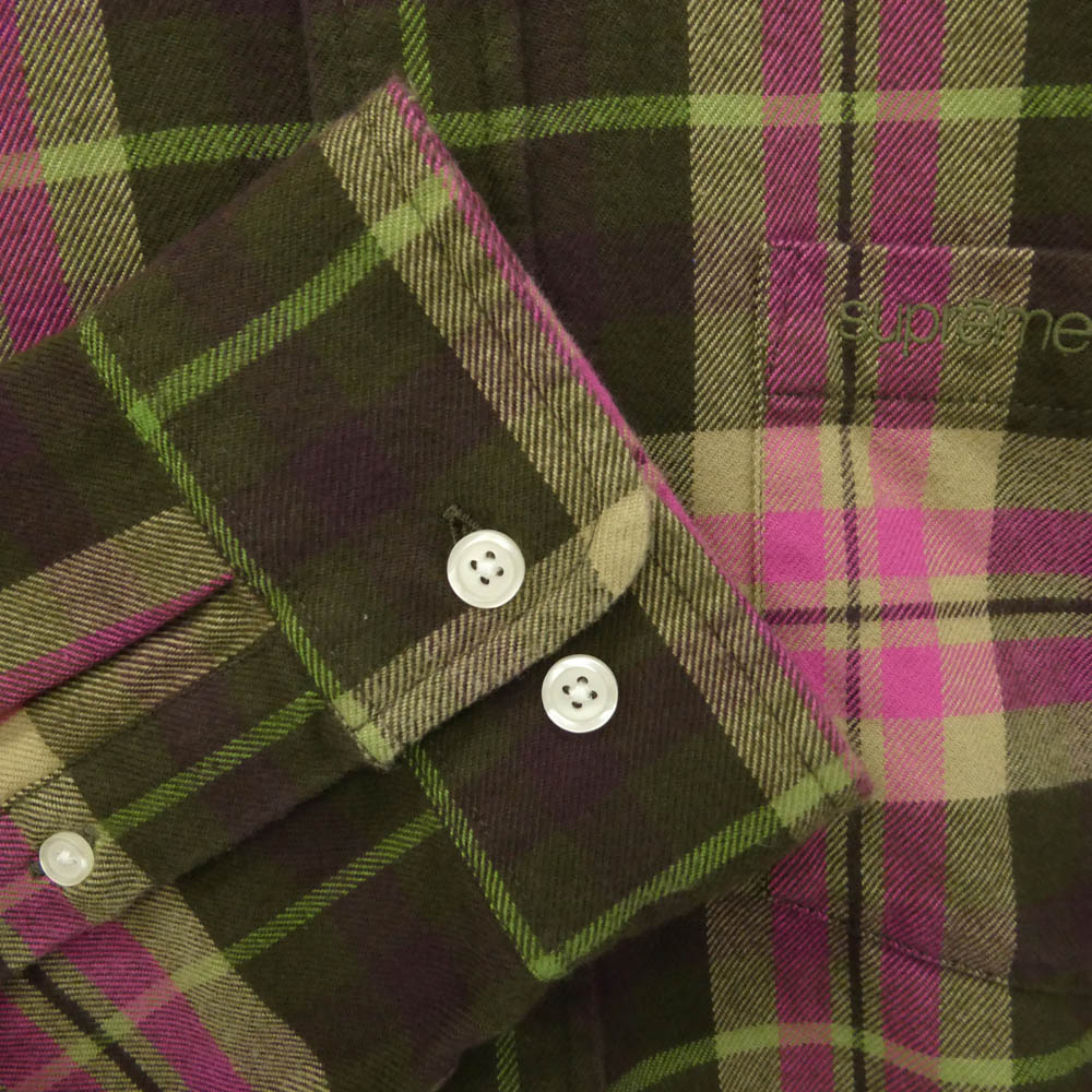 Supreme シュプリーム 25AW Plaid Flannel Shirt ロゴ プレイド チェック フランネル ボタンダウン ネルシャツ 長袖 シャツ マルチカラー系 L【中古】