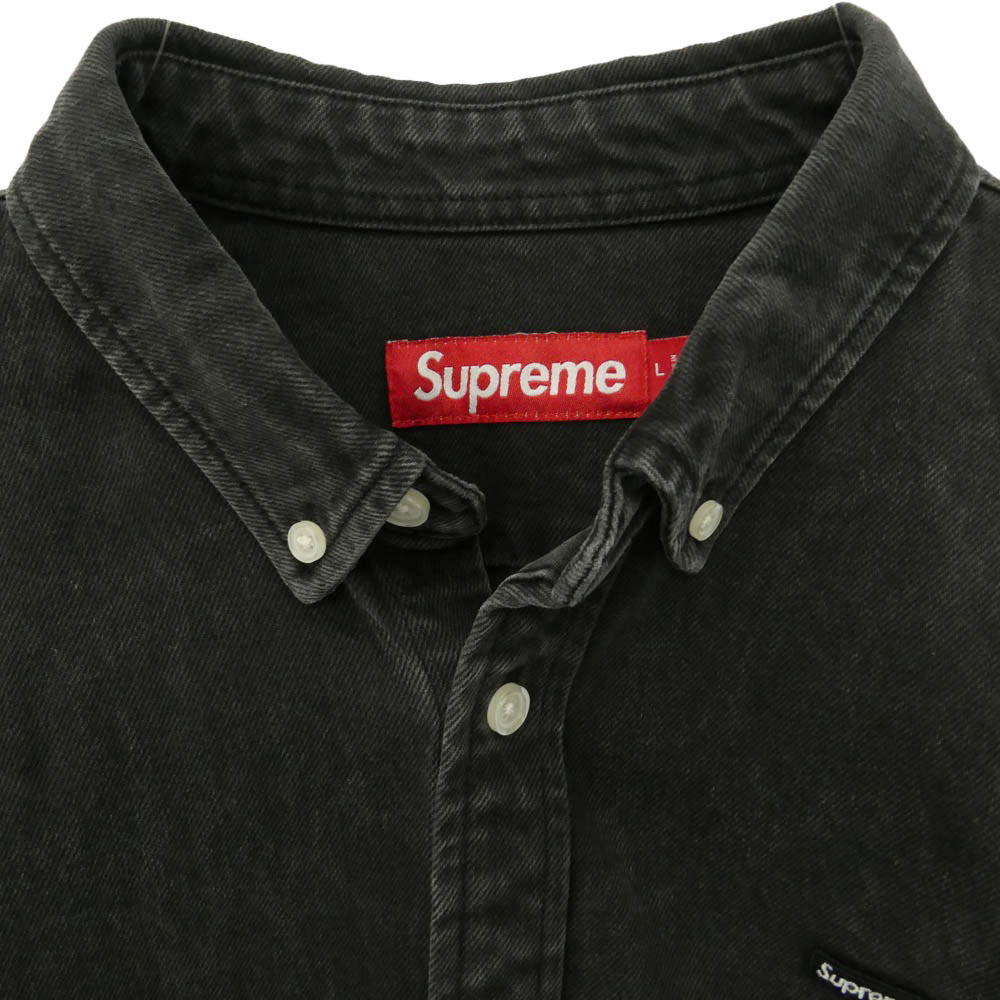 Supreme シュプリーム 25SS Small Box Denim Shirt スモールボックス デニム 長袖 ボタンダウン シャツ ブラック系 L【中古】