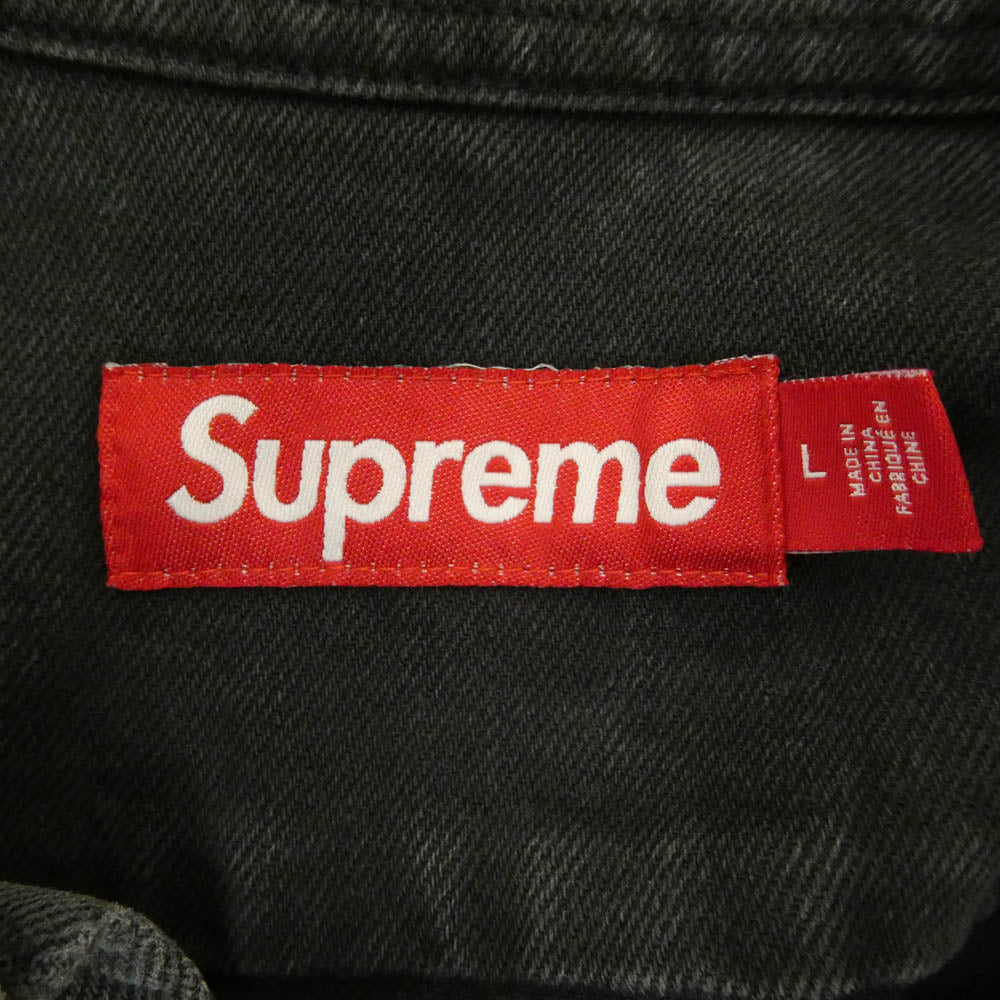 Supreme シュプリーム 25SS Small Box Denim Shirt スモールボックス デニム 長袖 ボタンダウン シャツ ブラック系 L【中古】