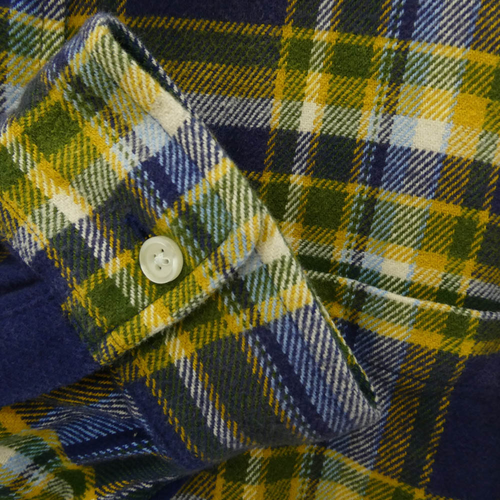 Supreme シュプリーム 25SS Old English Plaid Flannel Shirt ロゴ プレイド チェック フランネル ネルシャツ 長袖 シャツ ブルー系 イエロー系 L【中古】