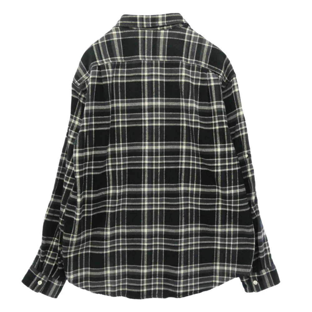 Supreme シュプリーム 25SS Old English Plaid Flannel Shirt ロゴ プレイド チェック フランネル ネルシャツ 長袖 シャツ ブラック系 ホワイト系 L【中古】