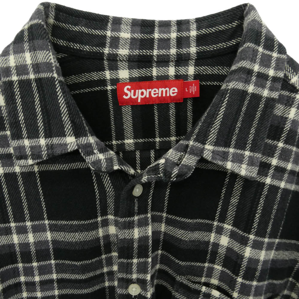 Supreme シュプリーム 25SS Old English Plaid Flannel Shirt ロゴ プレイド チェック フランネル ネルシャツ 長袖 シャツ ブラック系 ホワイト系 L【中古】