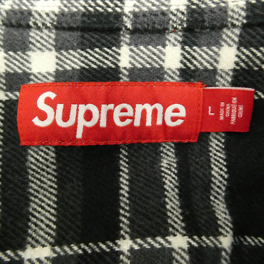 Supreme シュプリーム 25SS Old English Plaid Flannel Shirt ロゴ プレイド チェック フランネル ネルシャツ 長袖 シャツ ブラック系 ホワイト系 L【中古】