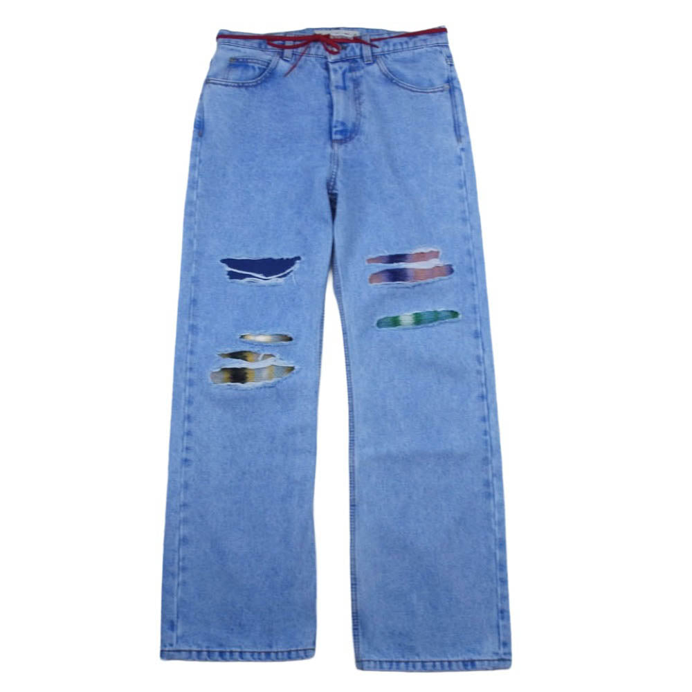 MARNI マルニ 23SS PUJU0021LY ダメージ モヘア切替 ストレート デニム パンツ インディゴブルー系 29【中古】