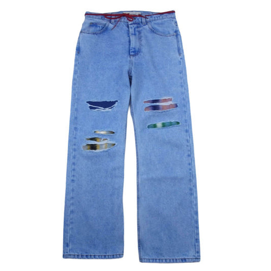 MARNI マルニ 23SS PUJU0021LY ダメージ モヘア切替 ストレート デニム パンツ インディゴブルー系 29【中古】