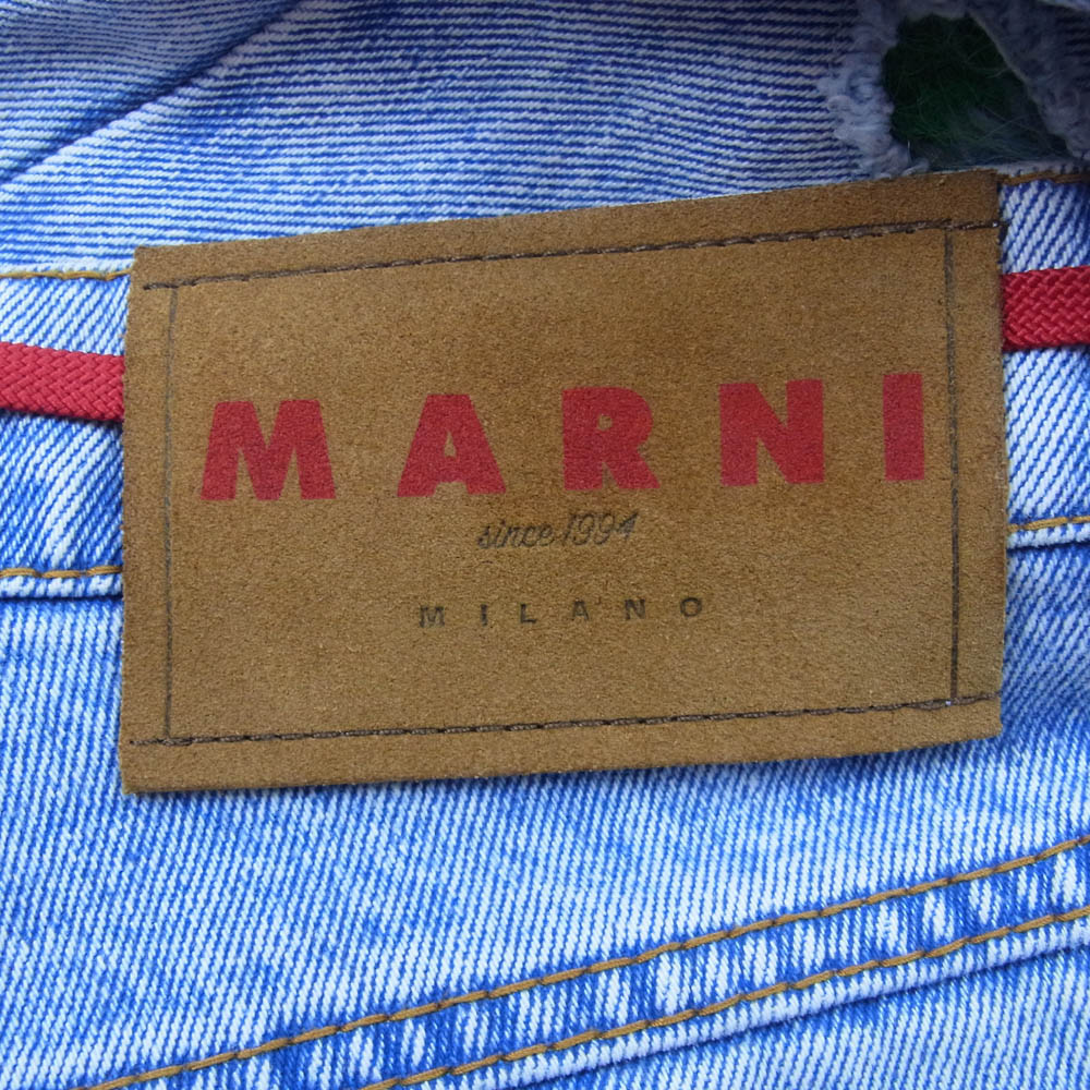 MARNI マルニ 23SS PUJU0021LY ダメージ モヘア切替 ストレート デニム パンツ インディゴブルー系 29【中古】