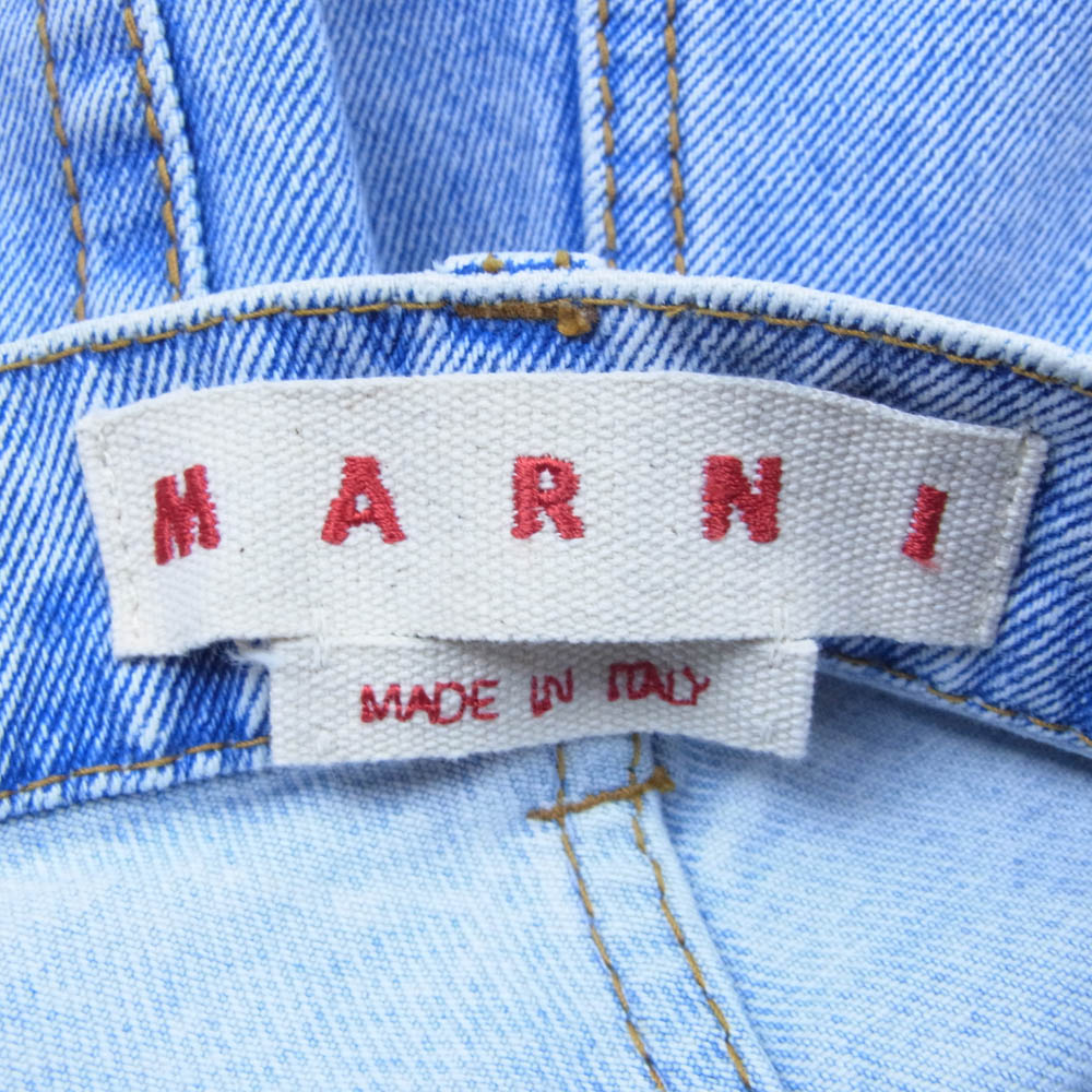 MARNI マルニ 23SS PUJU0021LY ダメージ モヘア切替 ストレート デニム パンツ インディゴブルー系 29【中古】