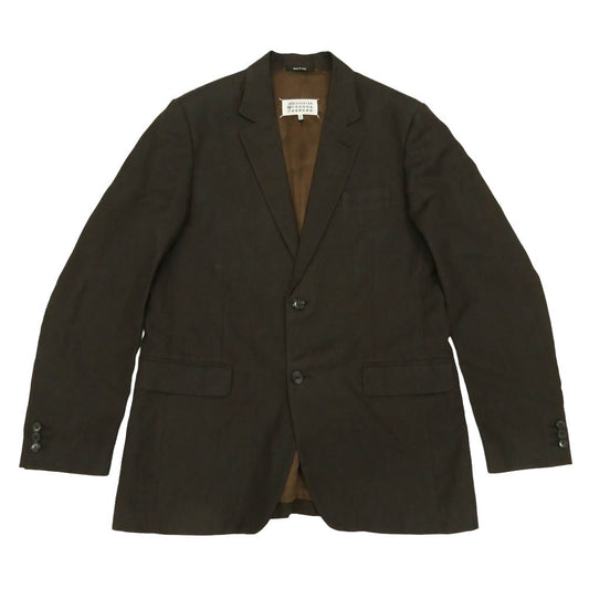 MAISON MARGIELA メゾンマルジェラ 23SS S51BN0431 S76568 1ライン 10ライン 四つタグ リネン混 シングル ブレザー テーラード ジャケット ダークブラウン系 38【中古】