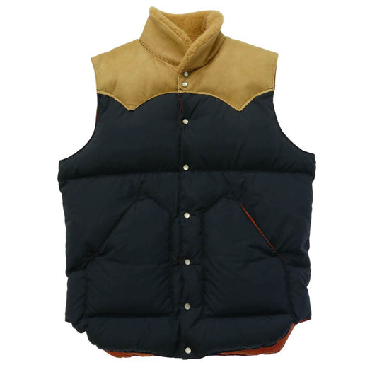 Rocky Mountain FeatherBed ロッキーマウンテンフェザーベッド 450-502-72 レザーヨーク ボア ナイロン ダウンベスト ネイビー系 40【中古】