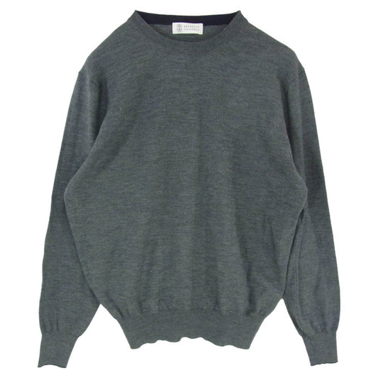 Brunello Cucinelli ブルネロクチネリ クルーネック ウール カシミヤ混 丸首 長袖 ロングスリーブ ニット グレー系 S【中古】