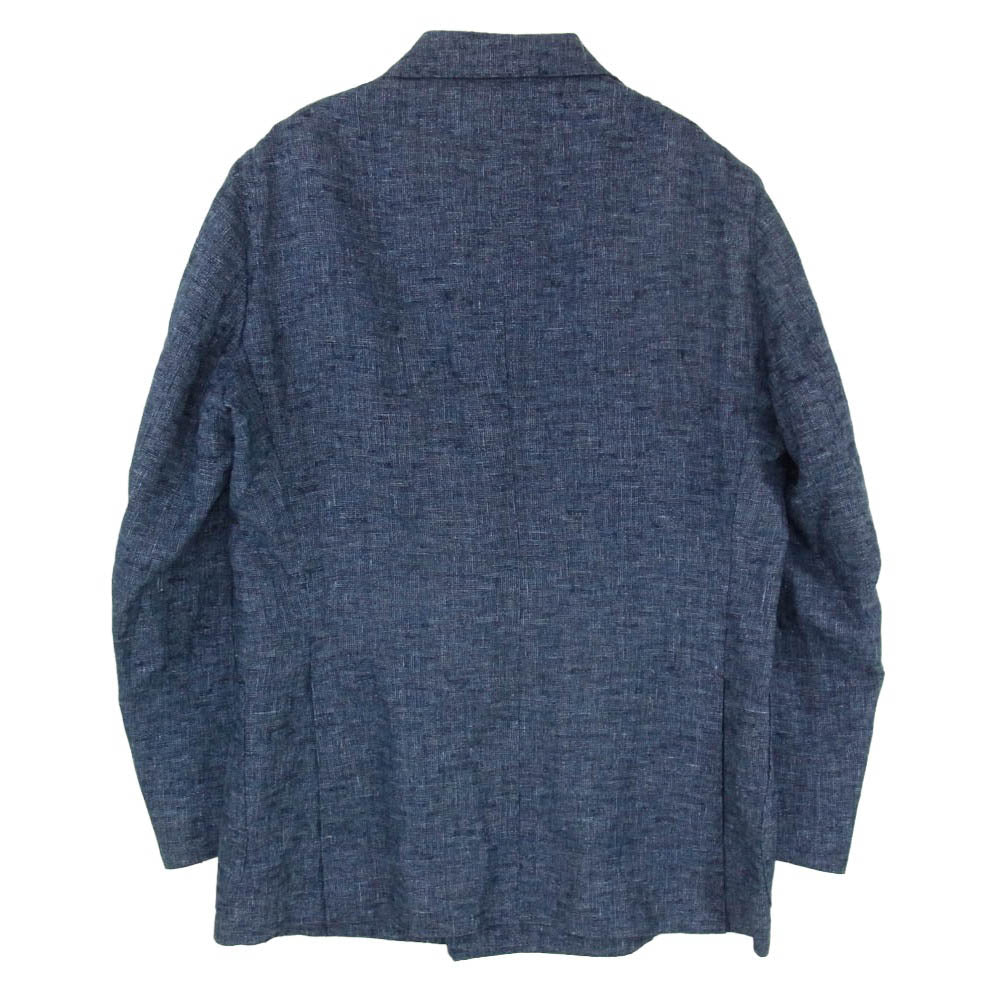 ガボ PANAREA EB ダブルブレスト リネン ウール テーラードジャケット ネイビー系 50【中古】