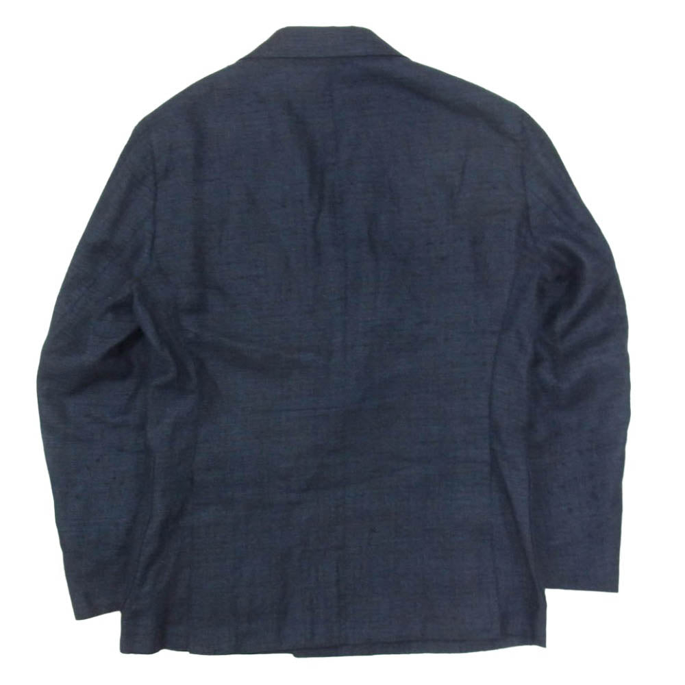 ガボ PANAREA ダブルブレスト リネン ウール テーラードジャケット ネイビー系 50【中古】