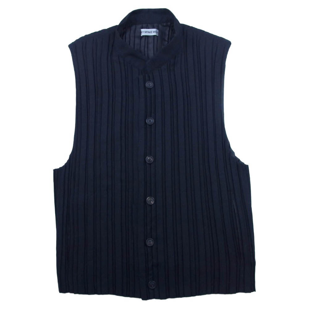 ISSEY MIYAKE イッセイミヤケ ME03FE573 MEN プリーツ加工 スタンドカラー ベスト ブラック系 3【中古】