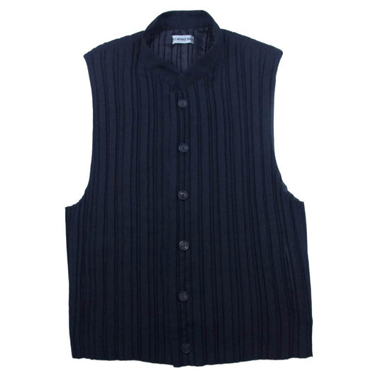 ISSEY MIYAKE イッセイミヤケ ME03FE573 MEN プリーツ加工 スタンドカラー ベスト ブラック系 3【中古】