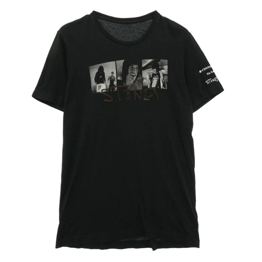 CHROME HEARTS クロムハーツ（原本無） ×The Rolling Stones ローリングストーンズ フォトプリント 半袖 Tシャツ カットソー ブラック系 M【中古】
