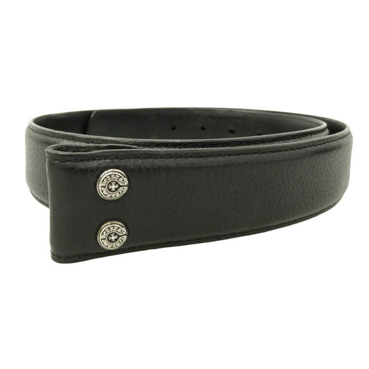 CHROME HEARTS クロムハーツ（原本無） 32 1.5 STRAP 1.5inch スクロール レーベル リベッツ レザー ベルト ブラック系 32【中古】