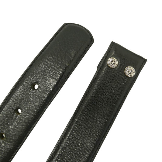 CHROME HEARTS クロムハーツ（原本無） 32 1.5 STRAP 1.5inch スクロール レーベル リベッツ レザー ベルト ブラック系 32【中古】