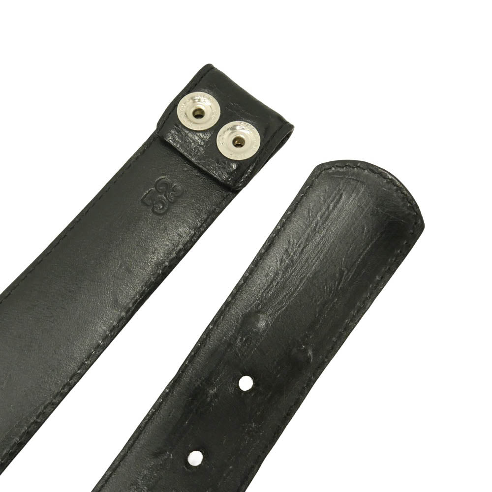 CHROME HEARTS クロムハーツ（原本無） 32 1.5 STRAP 1.5inch スクロール レーベル リベッツ レザー ベルト ブラック系 32【中古】