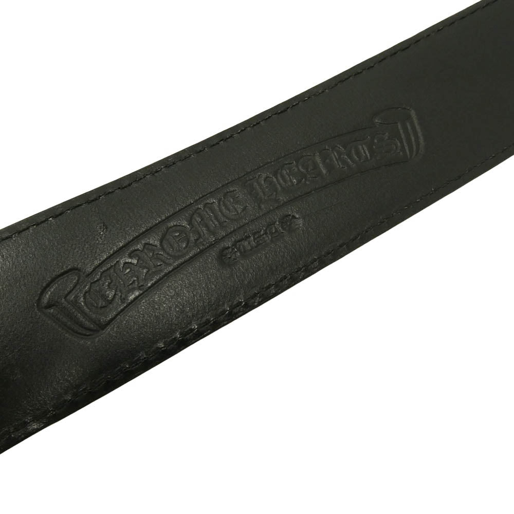 CHROME HEARTS クロムハーツ（原本無） 32 1.5 STRAP 1.5inch スクロール レーベル リベッツ レザー ベルト ブラック系 32【中古】