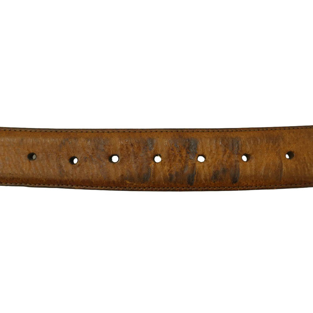 CHROME HEARTS クロムハーツ（原本無） 32 1.5 STRAP 1.5inch スクロール レーベル リベッツ レザー ベルト ブラウン系 32【中古】