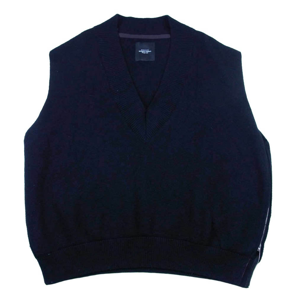 UNUSED アンユーズド 18AW US1499 V NECK KNIT VEST Vネック サイドジップ ニット ベスト ネイビー系 3【中古】