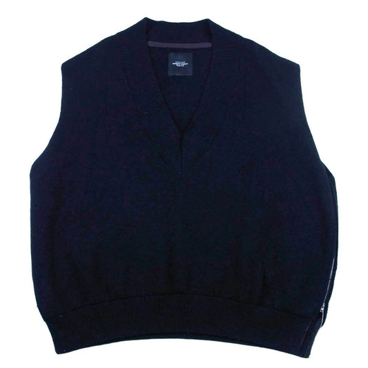 UNUSED アンユーズド 18AW US1499 V NECK KNIT VEST Vネック サイドジップ ニット ベスト ネイビー系 3【中古】