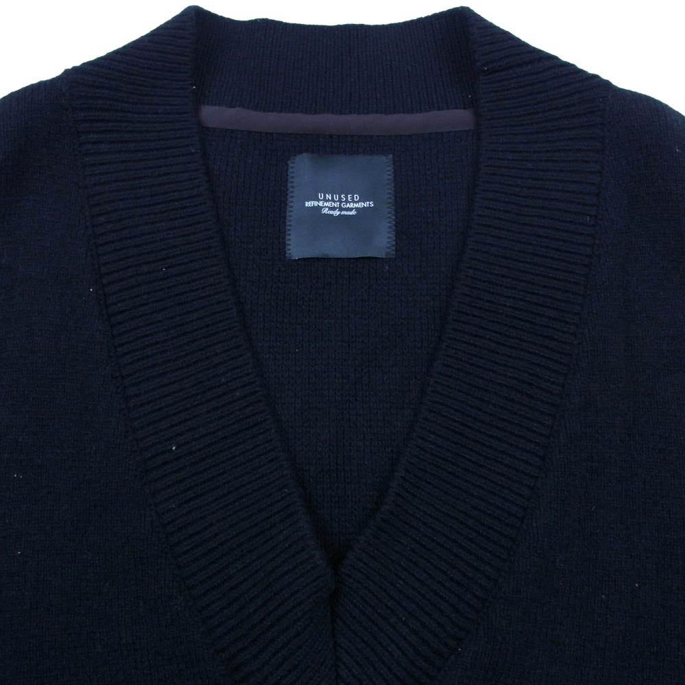UNUSED アンユーズド 18AW US1499 V NECK KNIT VEST Vネック サイドジップ ニット ベスト ネイビー系 3【中古】