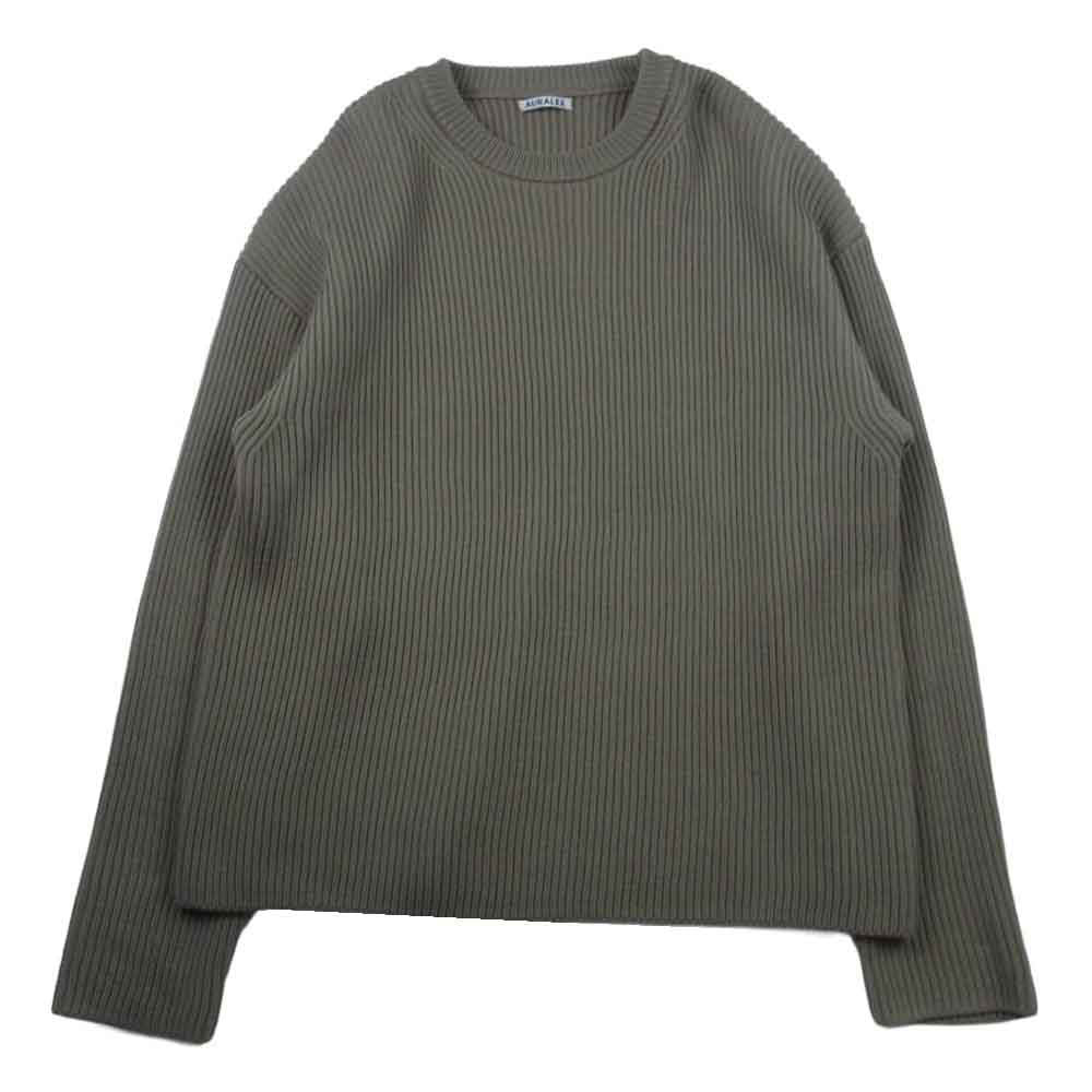 AURALEE オーラリー 16AW A6AP02RK SUPERFINE WOOL RIB KNIT BIG PO スーパーファイン ウール リブ ニット ビッグ プルオーバー セーター カーキ系 5【中古】