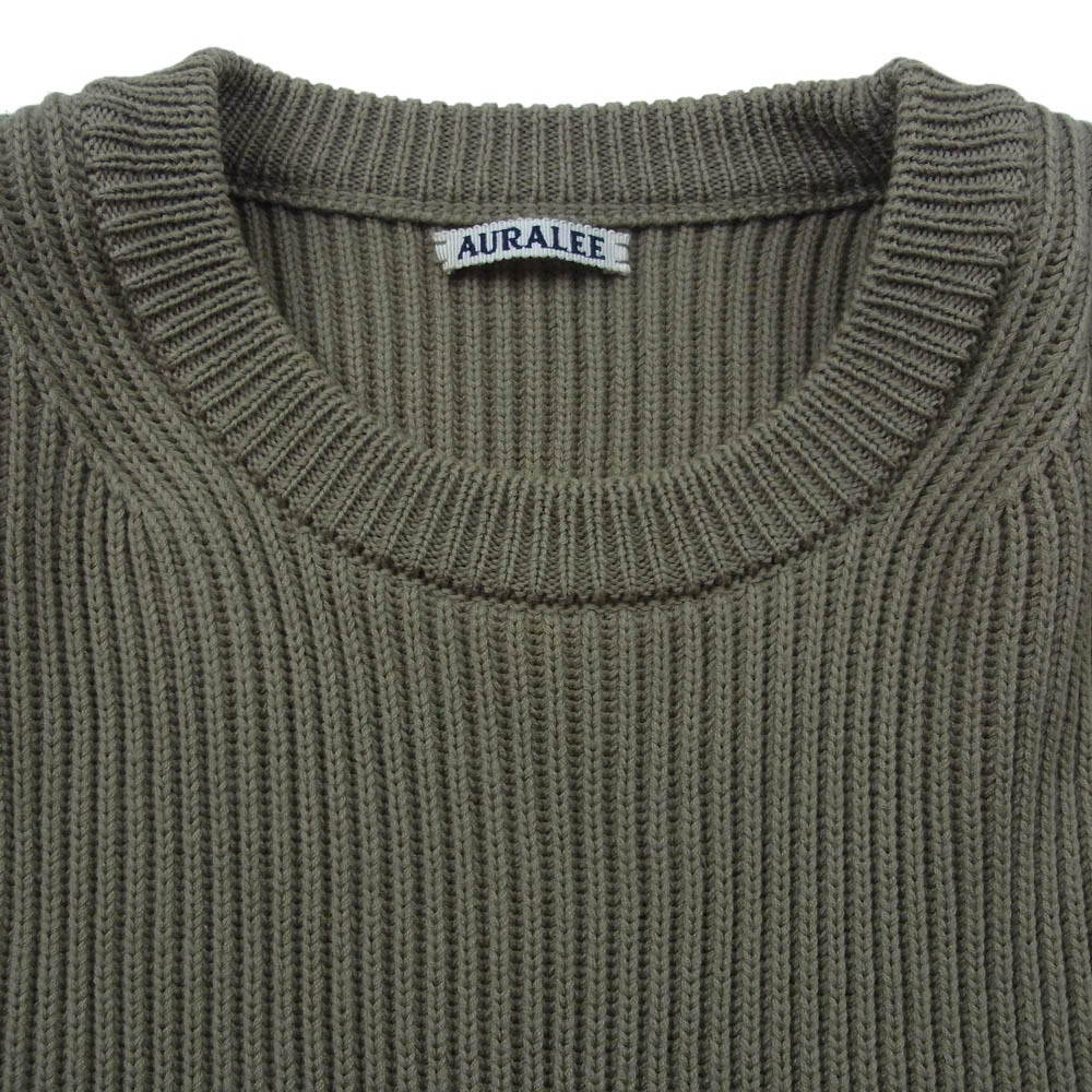 AURALEE オーラリー 16AW A6AP02RK SUPERFINE WOOL RIB KNIT BIG PO スーパーファイン ウール リブ ニット ビッグ プルオーバー セーター カーキ系 5【中古】