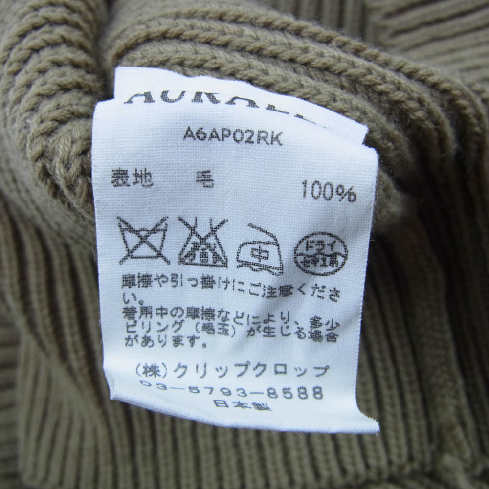 AURALEE オーラリー 16AW A6AP02RK SUPERFINE WOOL RIB KNIT BIG PO スーパーファイン ウール リブ ニット ビッグ プルオーバー セーター カーキ系 5【中古】