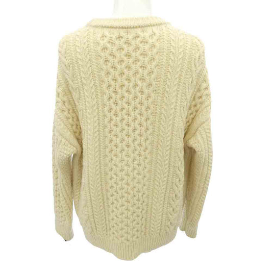 AURALEE オーラリー 18AW A8AP01FM FRENCH MERINO ARAN KNIT PO フレンチメリノ アラン ニット プルオーバー セーター オフホワイト系 4【中古】