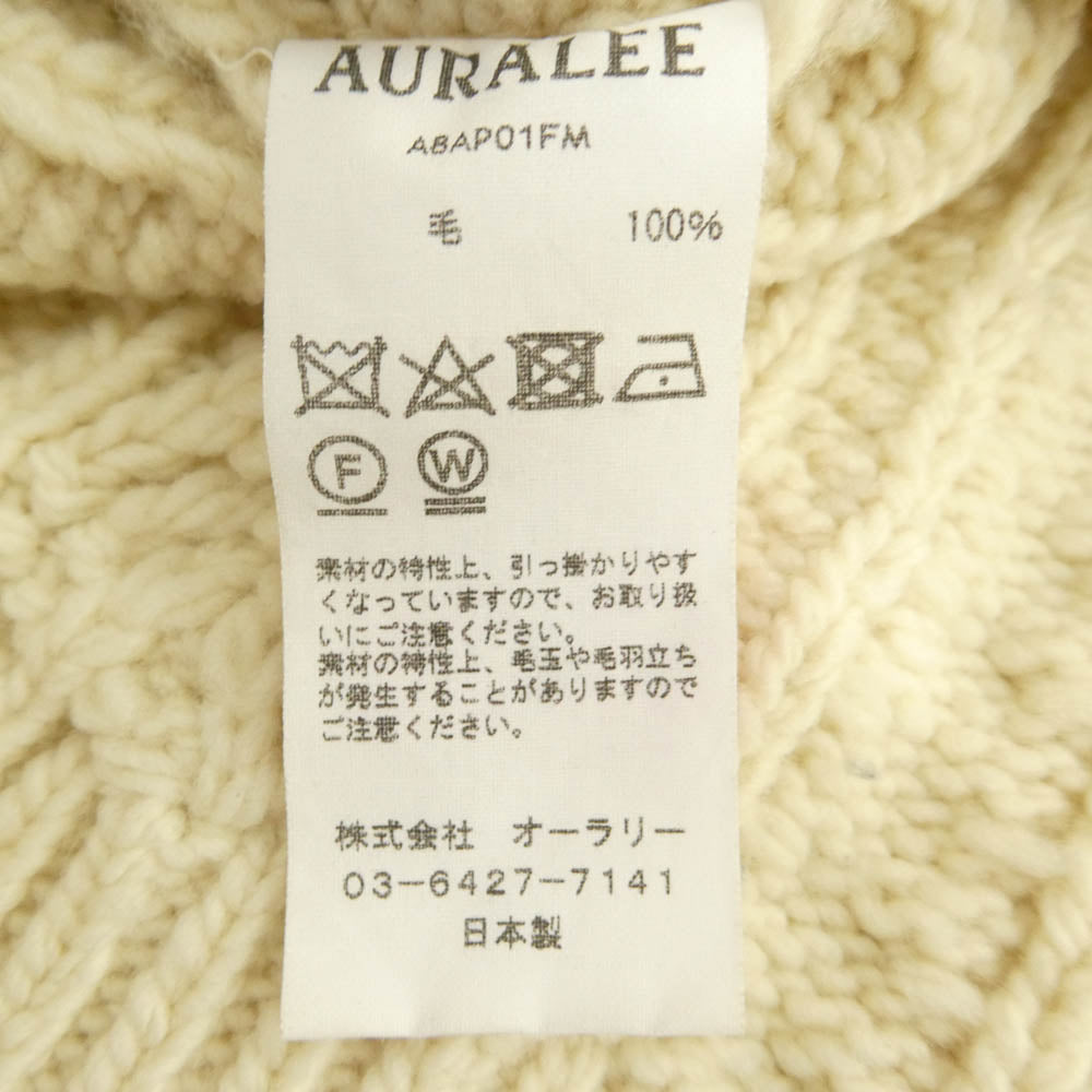 AURALEE オーラリー 18AW A8AP01FM FRENCH MERINO ARAN KNIT PO フレンチメリノ アラン ニット プルオーバー セーター オフホワイト系 4【中古】