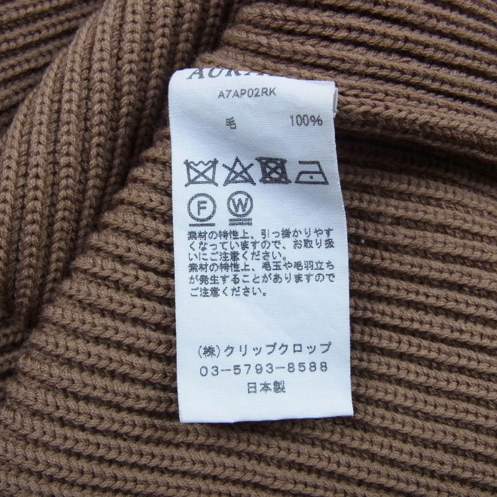 AURALEE オーラリー 17AW A7AP02RK SUPER FINE WOOL RIB KNIT BIG PO スーパーファイン ウール リブ ニット ビッグ プルオーバー セーター ブラウン系 5【中古】