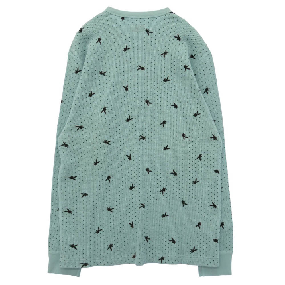 Supreme シュプリーム PLAYBOY プレイボーイ 17AW x Playboy Waffle Thermal プレイボーイ ワッフル サーマル 長袖 カットソー ライトブルー系 L【中古】